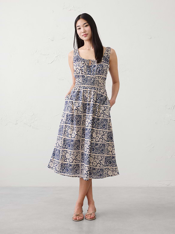 Smocked Waist Midi Dress