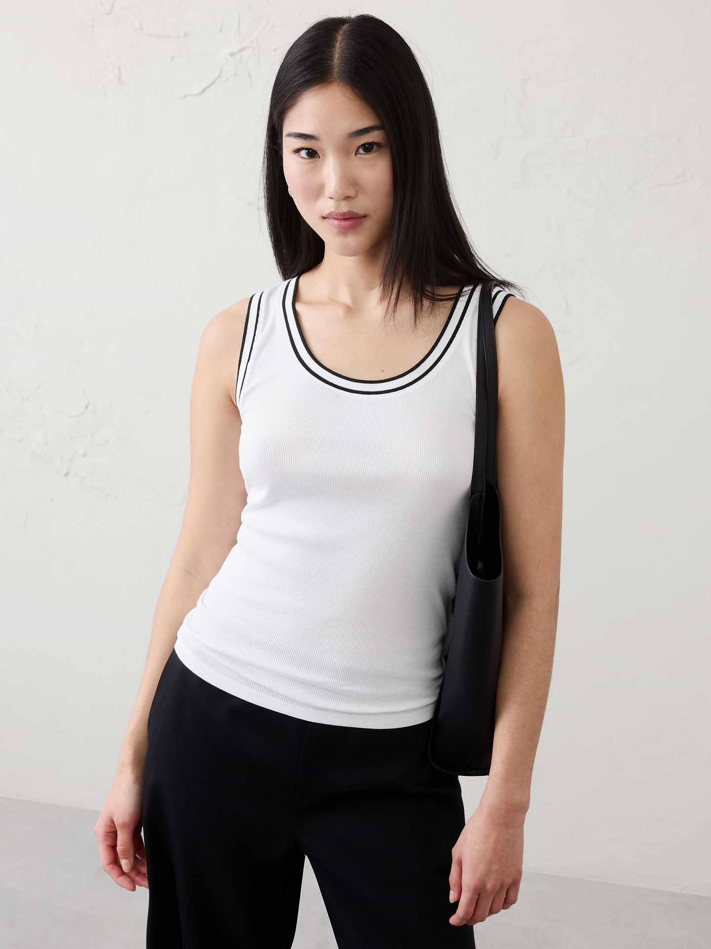 Image number 1 showing, Ribbed Scoop-Neck Tank