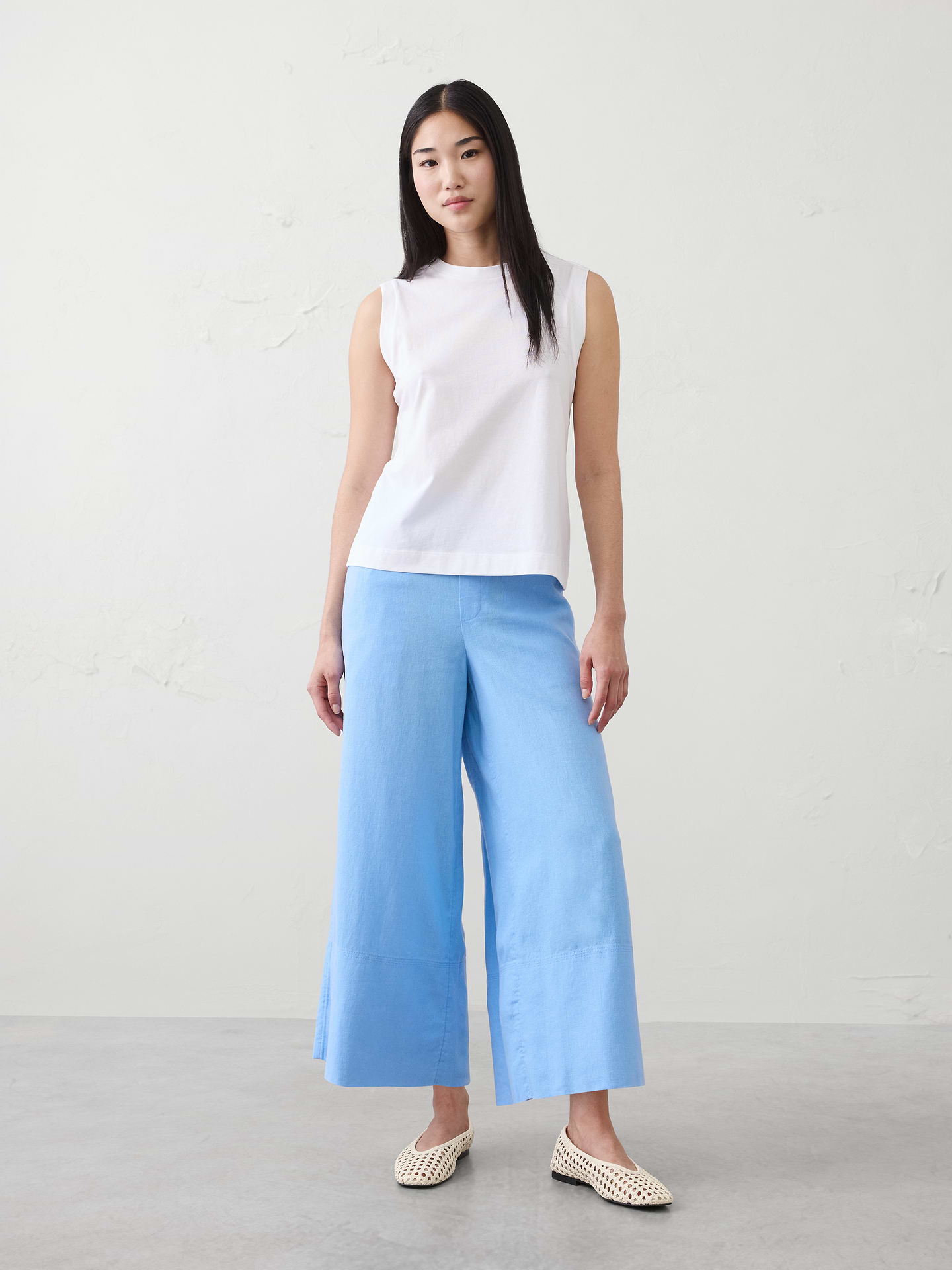 Image number 1 showing, Anyday Wide-Leg High-Rise Linen-Blend Cropped Pant