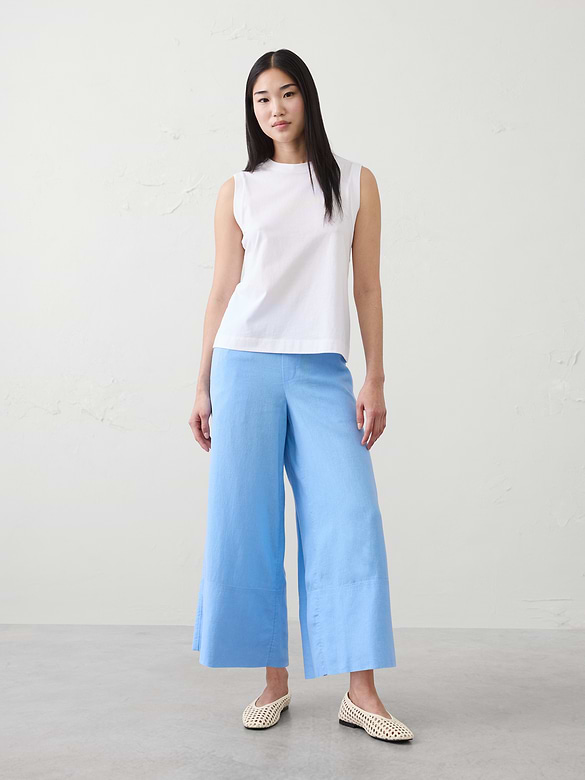 Anyday Wide-Leg High-Rise Linen-Blend Cropped Pant