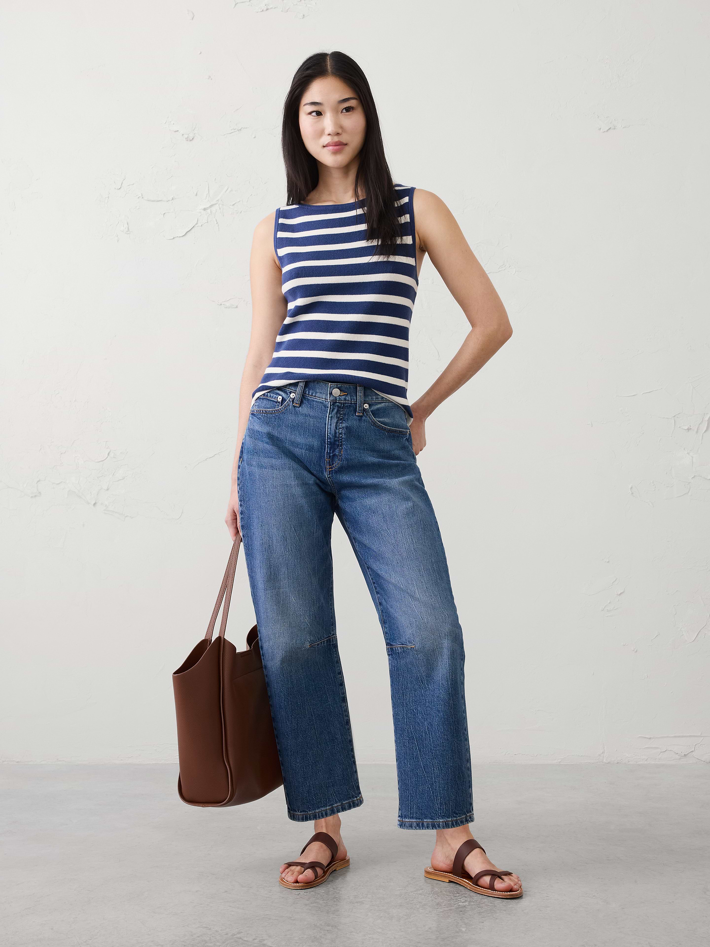 Image number 1 showing, Cotton Boatneck Sweater Tank
