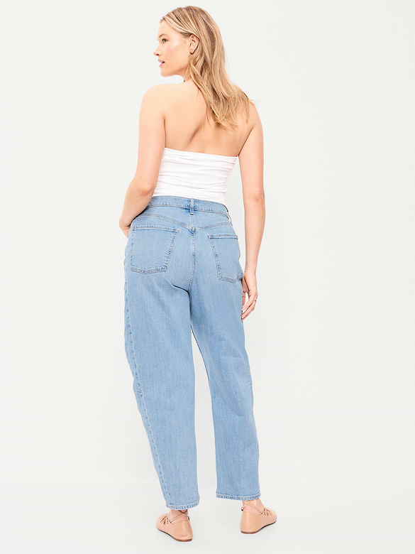 High-Waisted Baggy Barrel Ankle Jeans