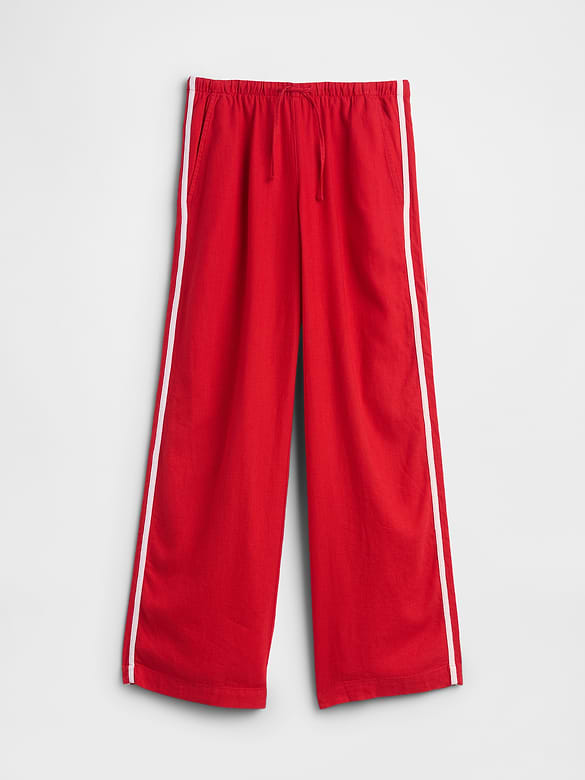 Linen-Blend Stripe Wide-Leg Pants
