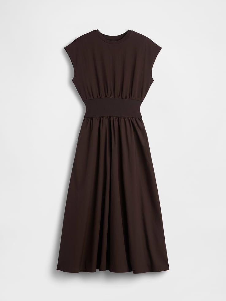 Image number 5 showing, Mixed Media Drop-Waist Midi Dress