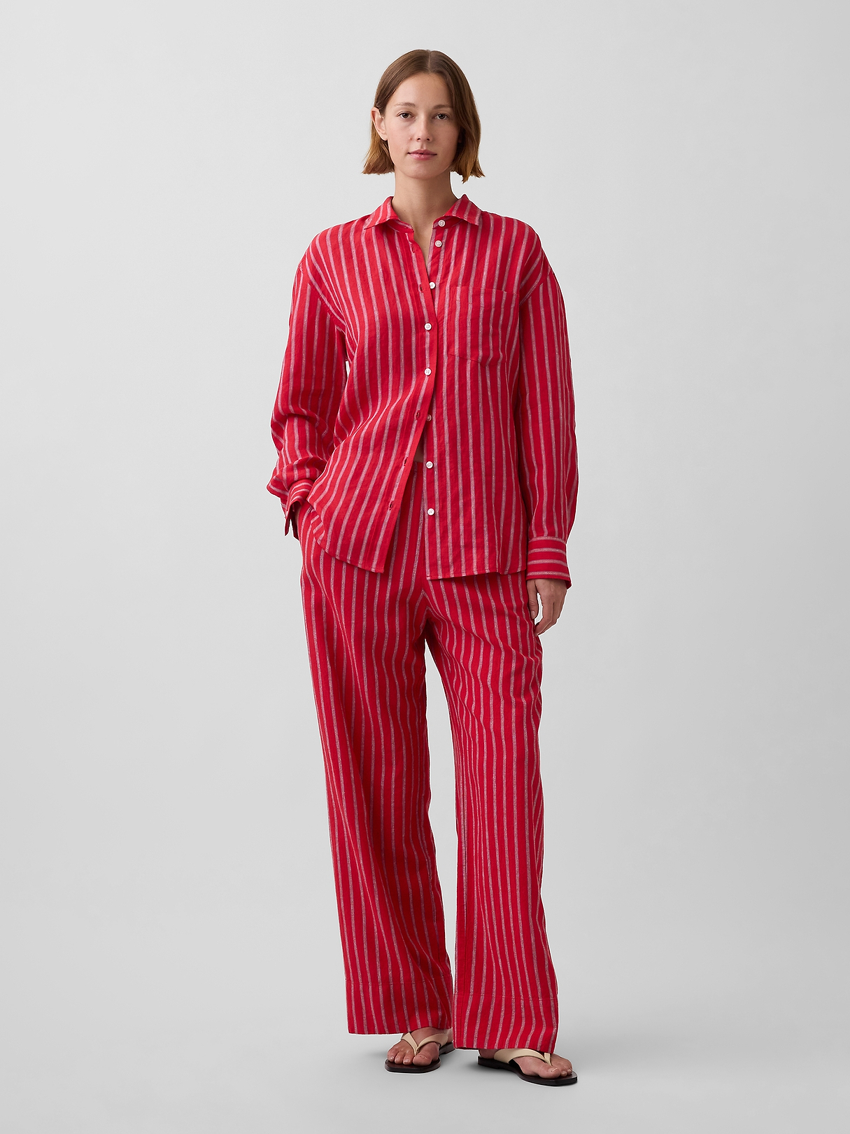 Linen-Blend Easy Wide-Leg Pants | Gap