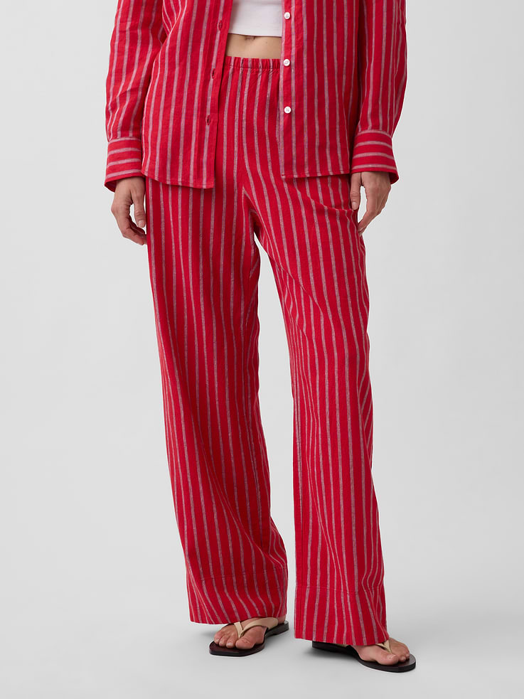 Image number 2 showing, Linen-Blend Easy Wide-Leg Pants