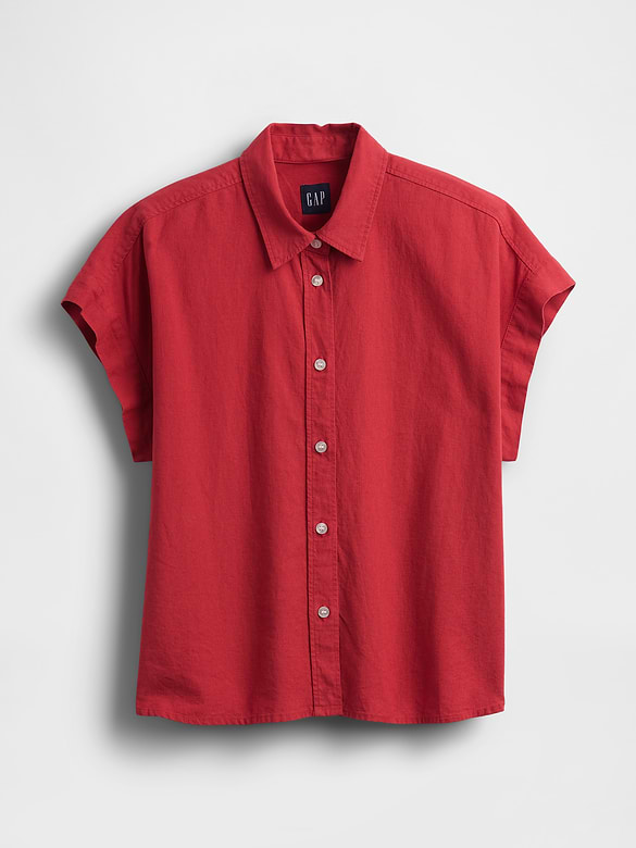 Linen-Blend Oversized Shirt