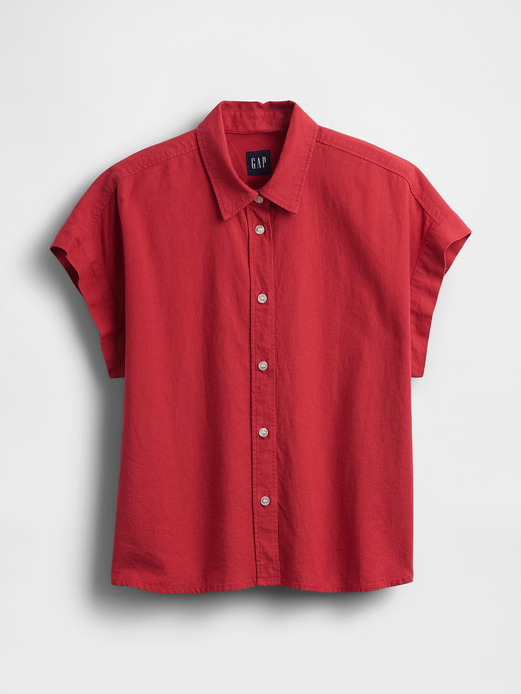 Image number 5 showing, Linen-Blend Oversized Shirt