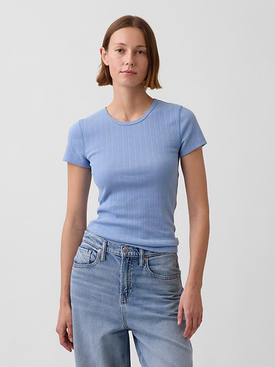 Image number 1 showing, Pointelle Crew T-Shirt