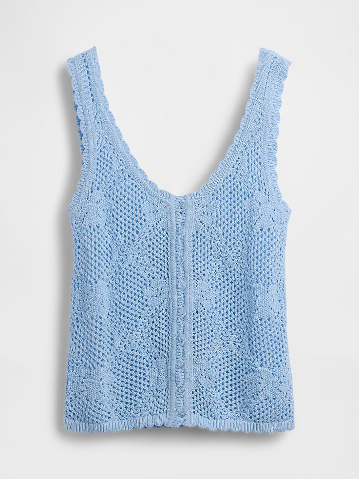 Image 5 of 5, 100% Cotton Pointelle Sweater Tank