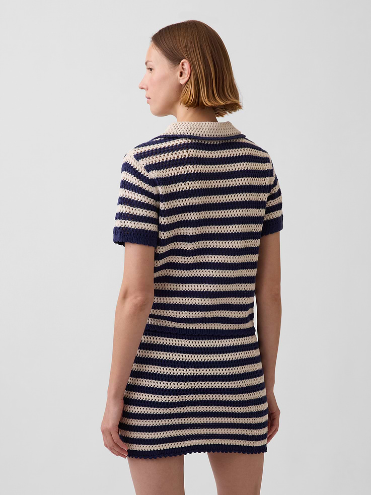 Image number 3 showing, 100% Cotton Crochet Relaxed Sweater Shirt