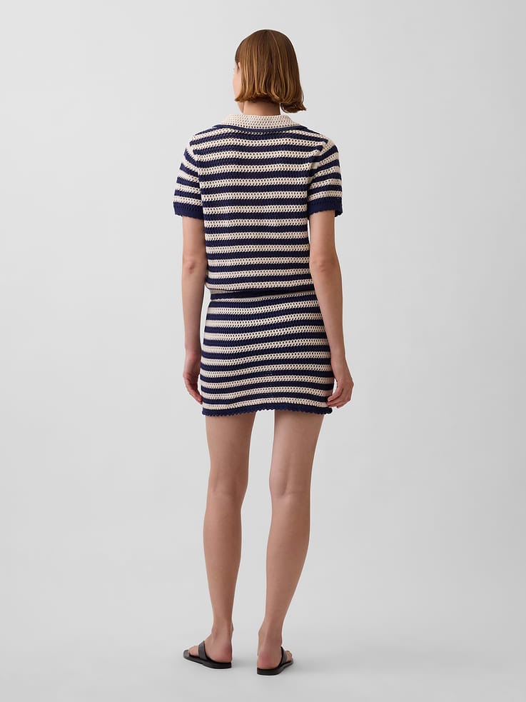 L'image numéro 2 présente Jupe-short confort courte en tricot crocheté 100 % coton