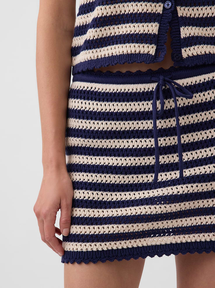 L'image numéro 4 présente Jupe-short confort courte en tricot crocheté 100 % coton