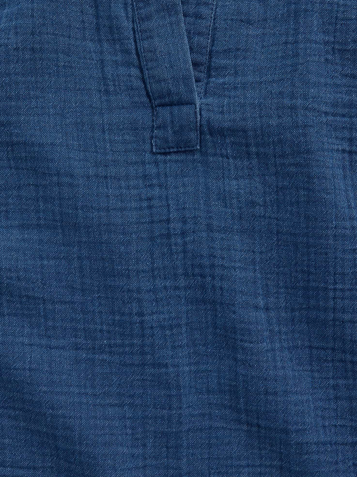 Image number 4 showing, Cotton Gauze Denim Oversized Split-Neck Top