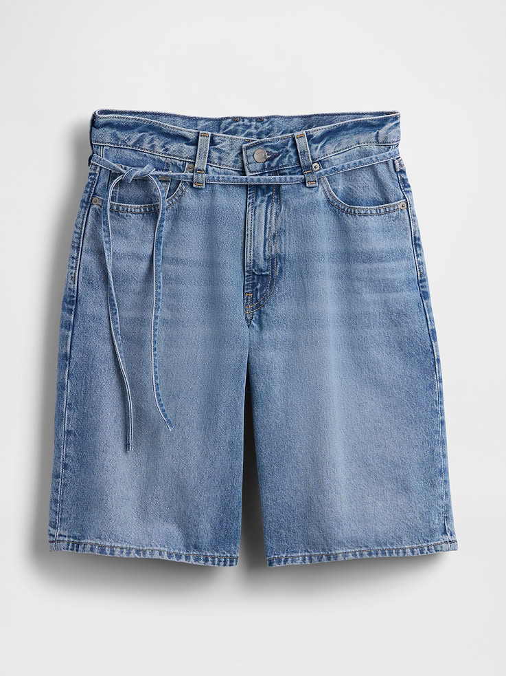 Image number 6 showing, 11" Mid Rise Micro Belt Longline Denim Shorts