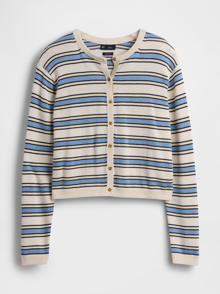 Image number 5 showing, 100% Cotton Relaxed Crop Cardigan Sweater