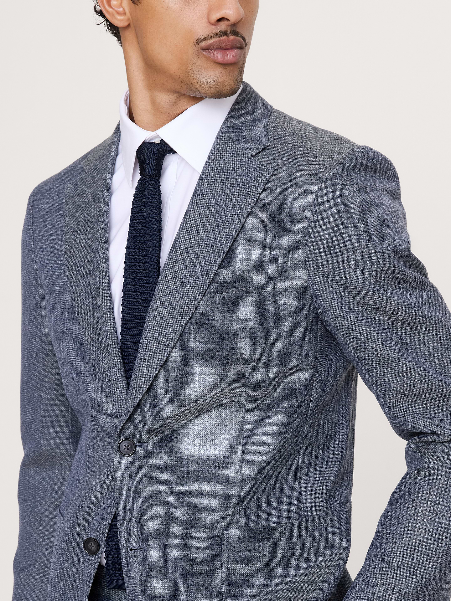 Image number 4 showing, Tailored Slim-Fit Italian Wool Ventile Suit Jacket