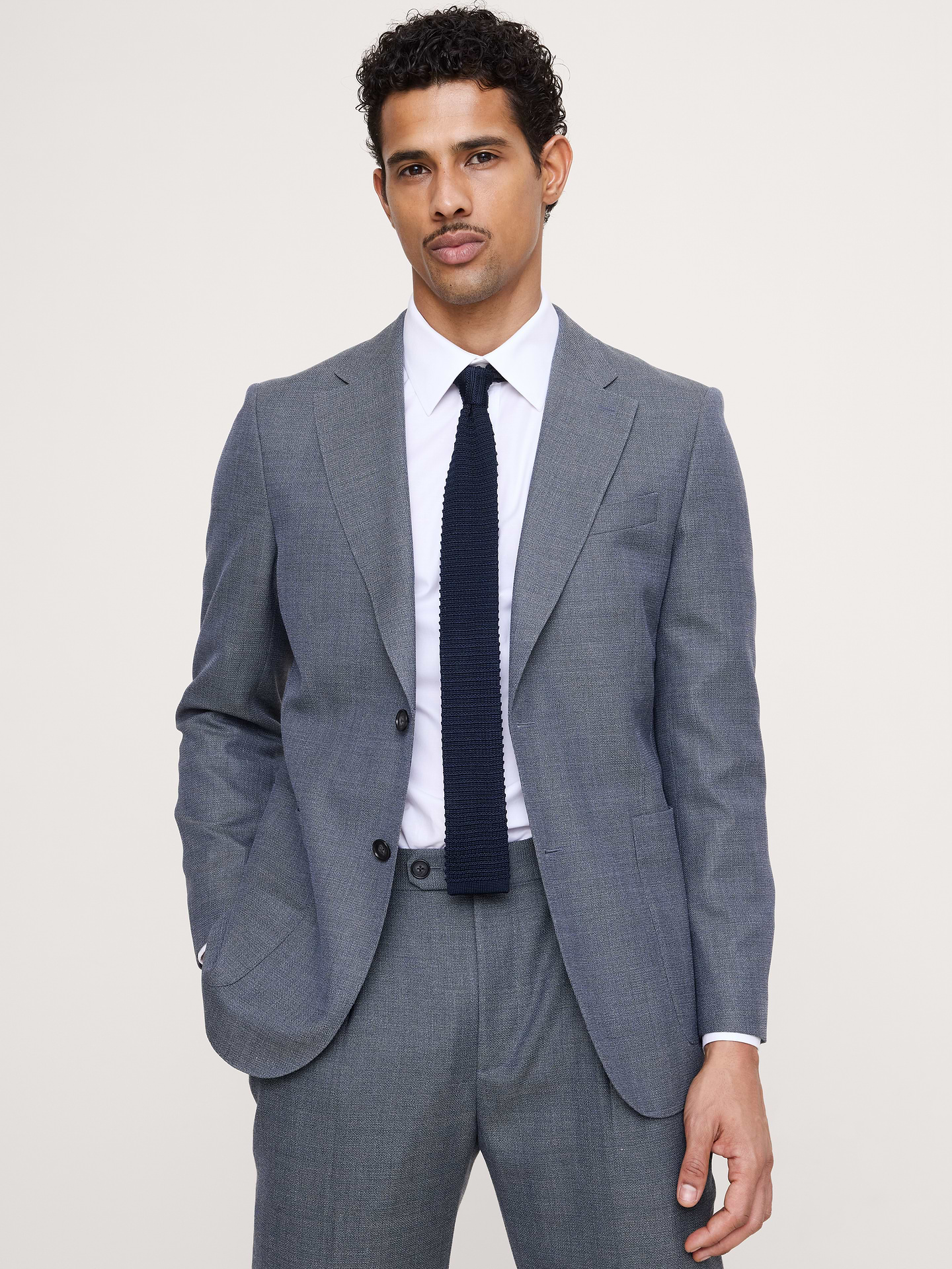 Image number 1 showing, Tailored Slim-Fit Italian Wool Ventile Suit Jacket