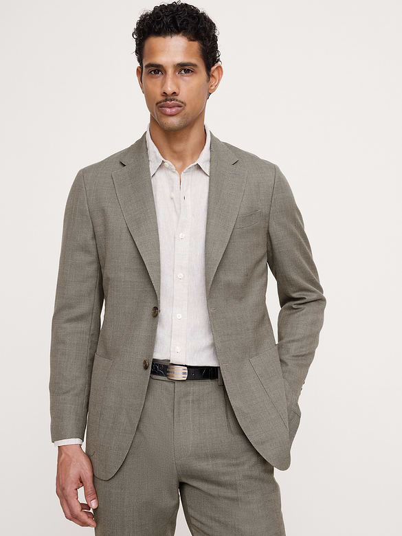 Tailored Slim-Fit Italian Wool Ventile Suit Jacket
