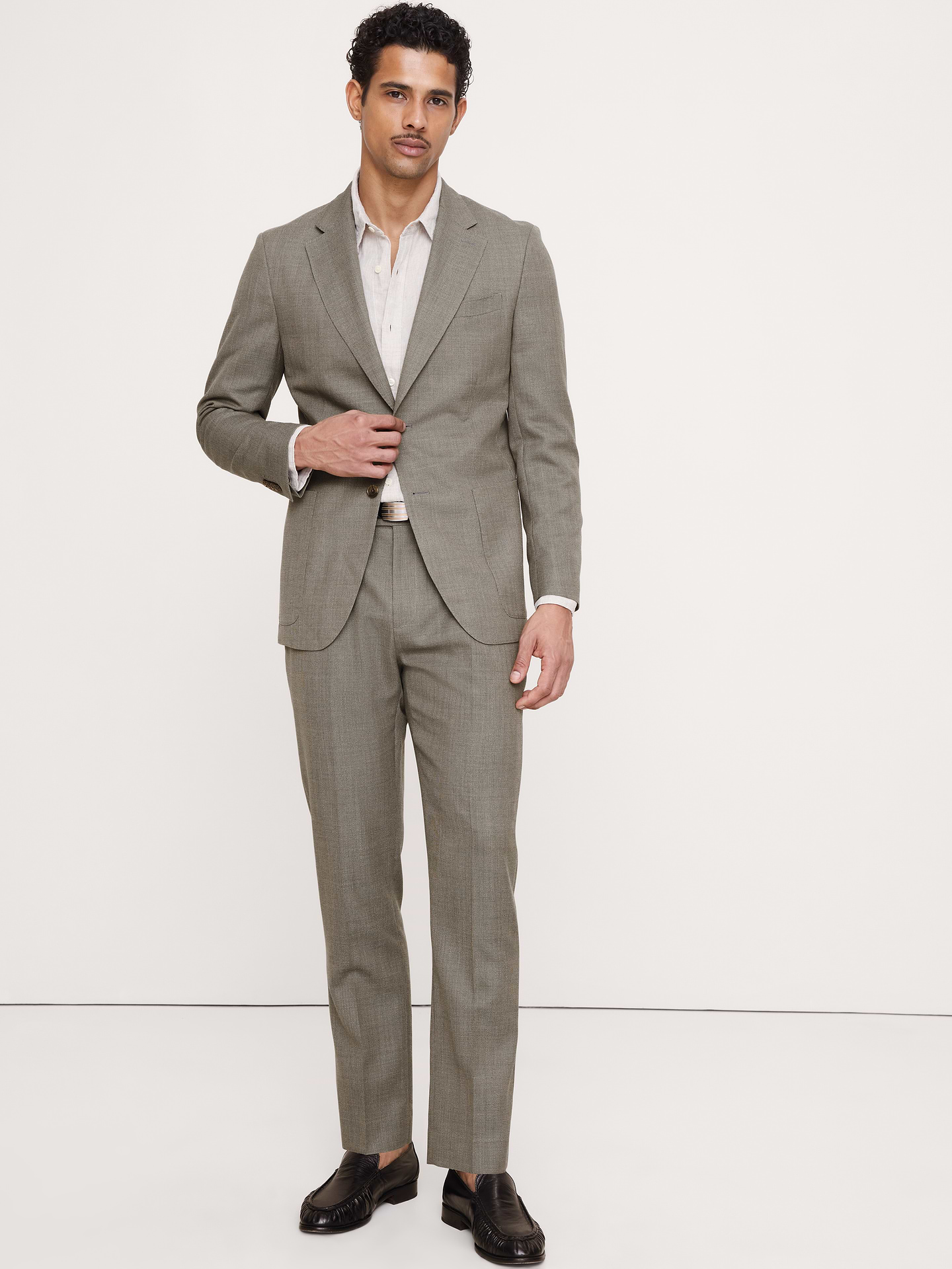Image number 6 showing, Tailored Slim-Fit Italian Wool Ventile Suit Jacket