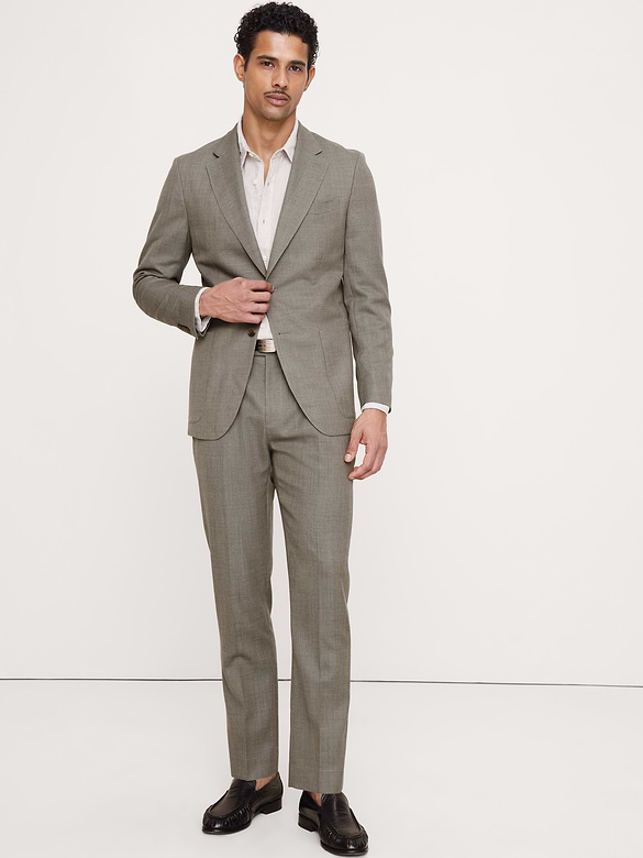 Tailored Slim-Fit Italian Wool Ventile Suit Jacket