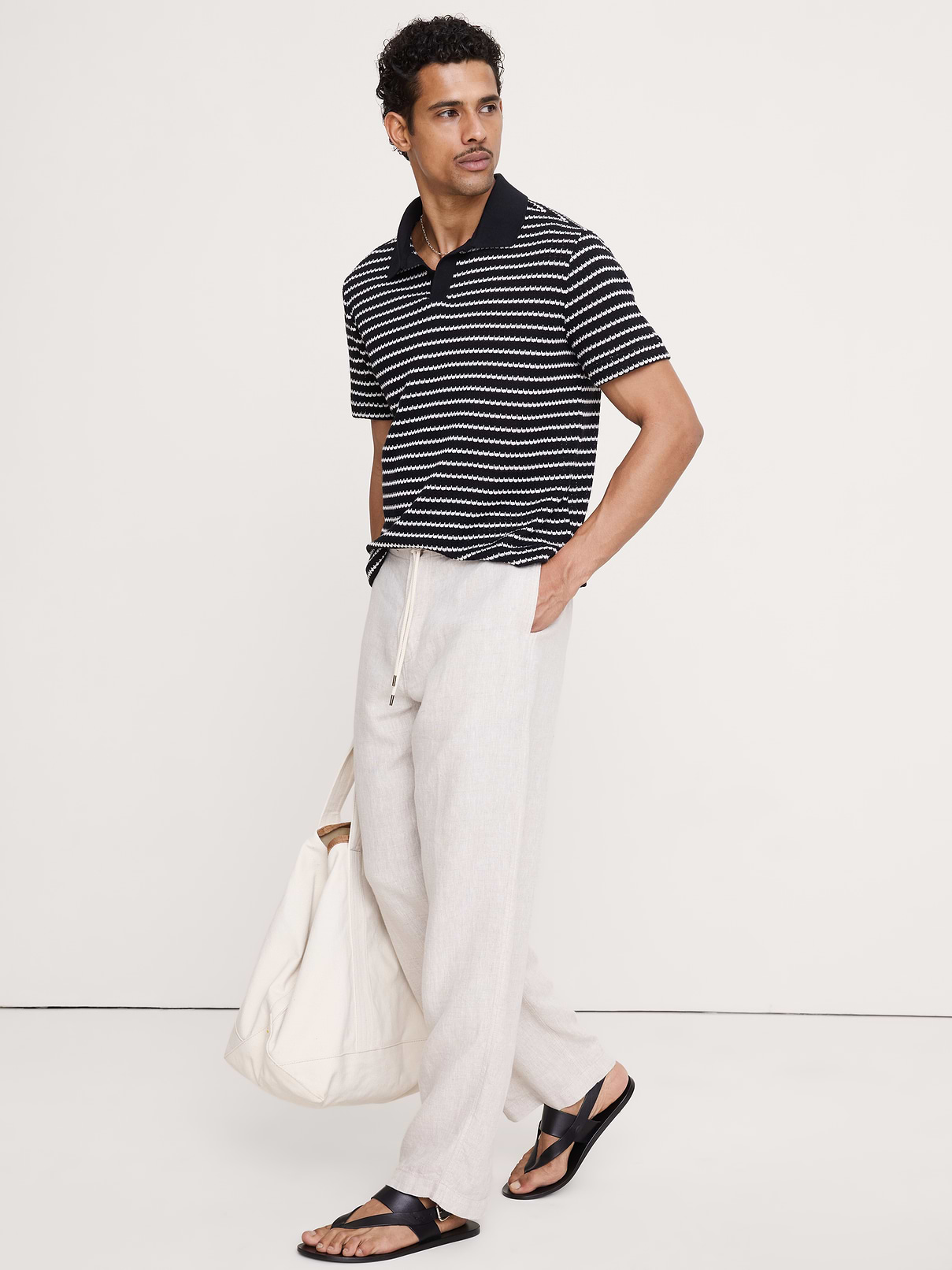 Stripe Johnny-Collar Polo