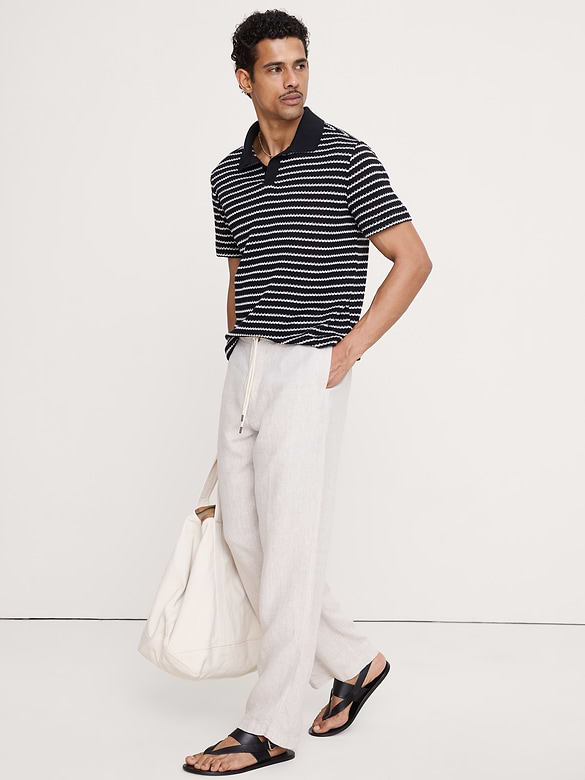 Stripe Johnny-Collar Polo