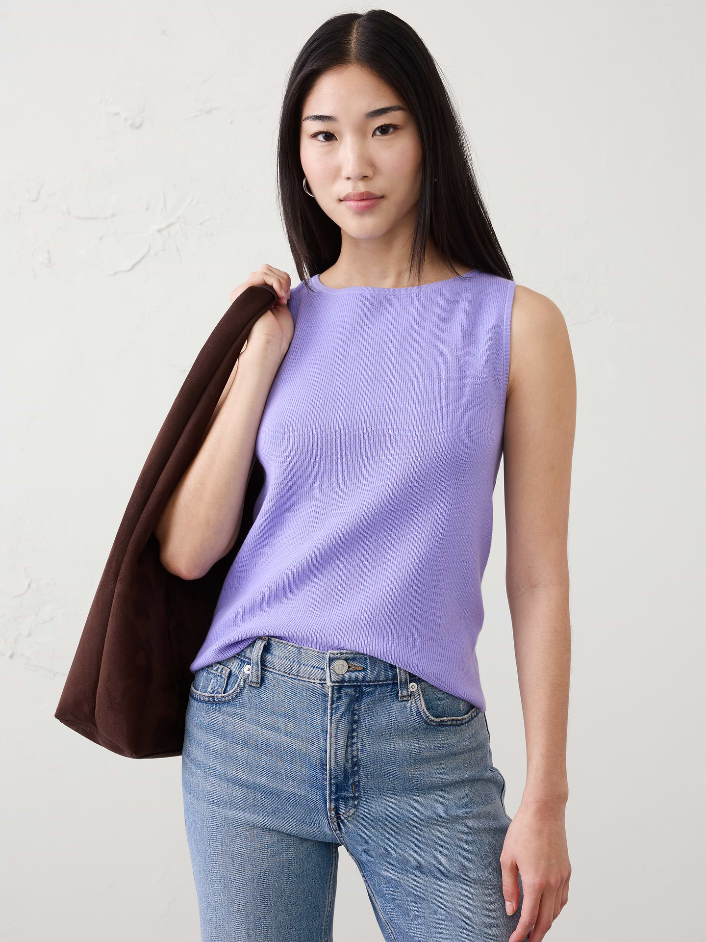 Image number 1 showing, Cotton Boatneck Sweater Tank