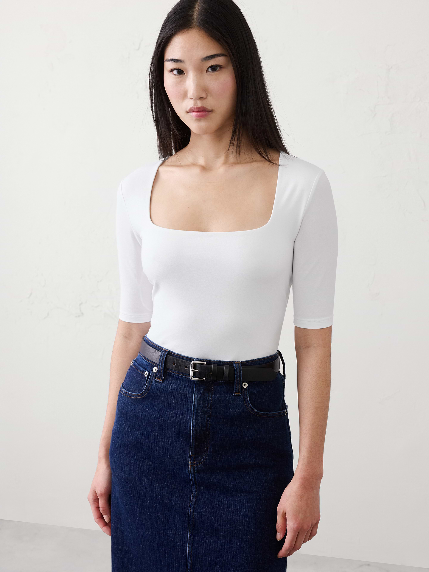 Image number 1 showing, Soft Stretch Square-Neck Top