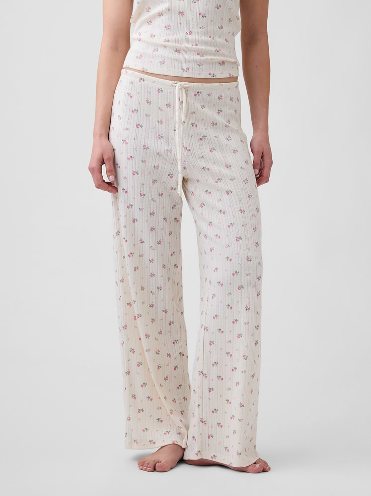 Image number 3 showing, Pointelle Wide-Leg PJ Pants