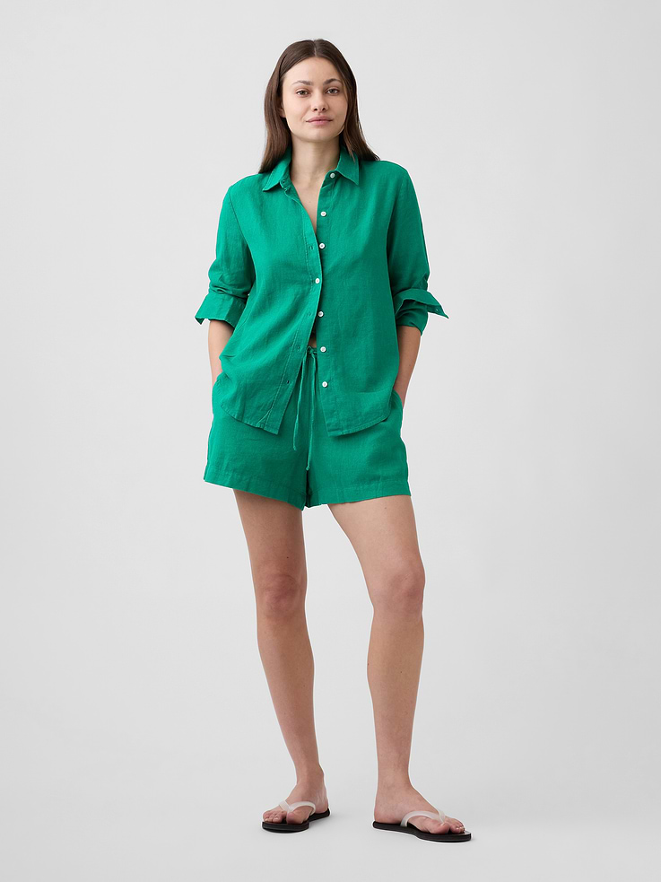 Image number 1 showing, 4" Pull-On Linen-Blend Shorts