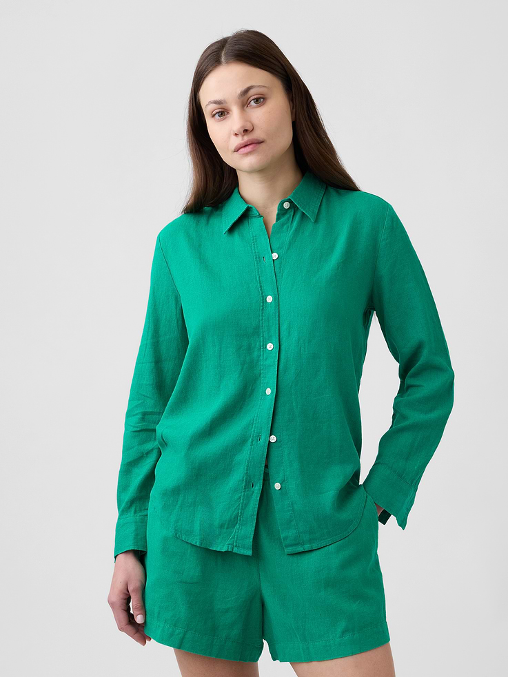 Image number 1 showing, Linen-Blend Easy Shirt