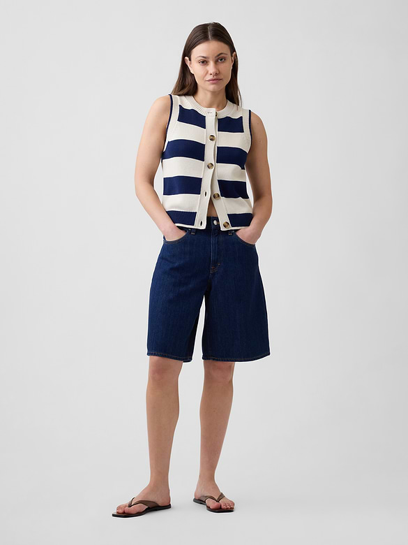 Sleeveless Button-Up Sweater