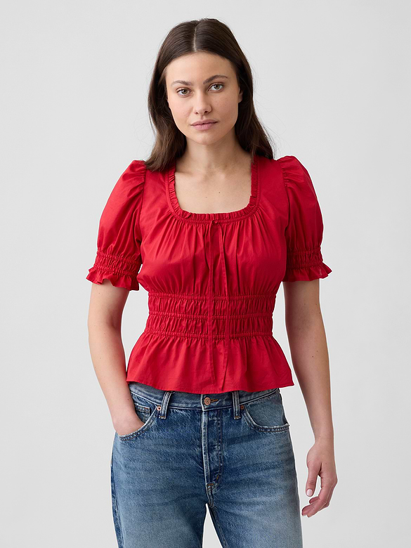 Smocked Puff Sleeve Top