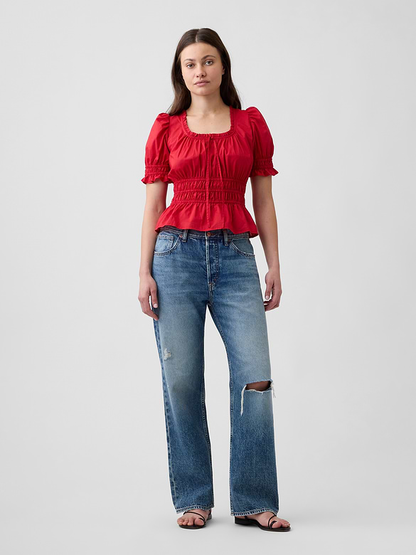 Smocked Puff Sleeve Top