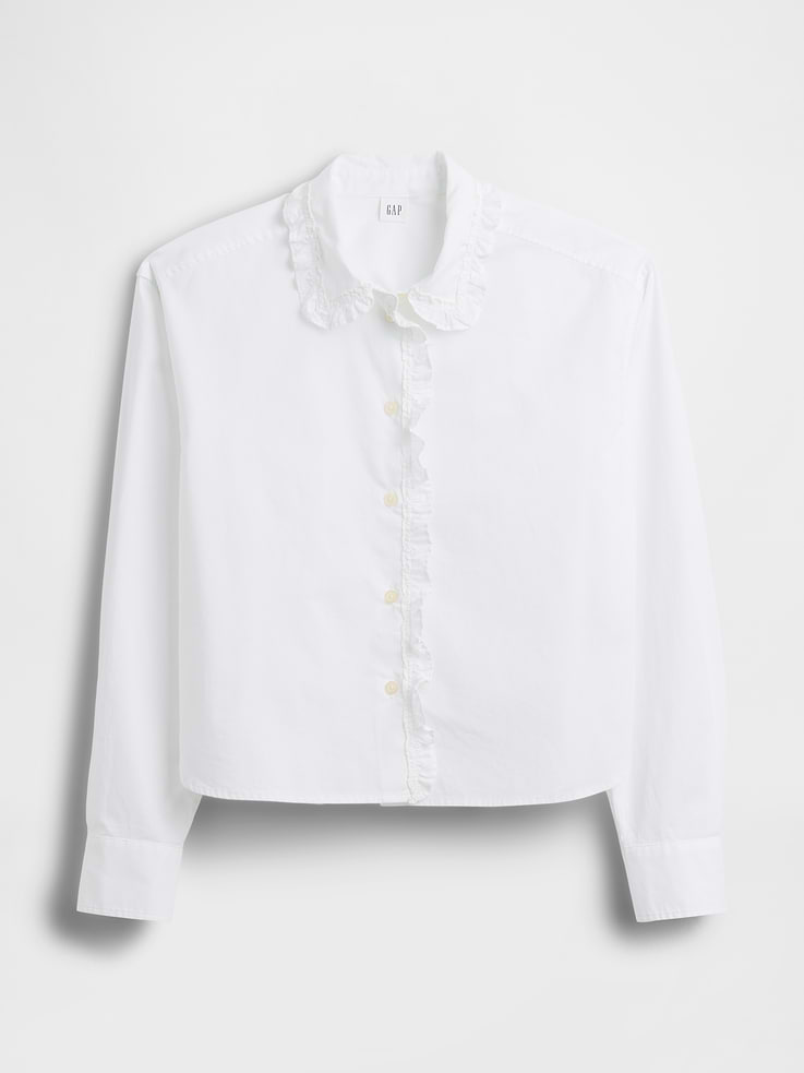 Image 5 of 5, Relaxed Cropped Poplin Shirt