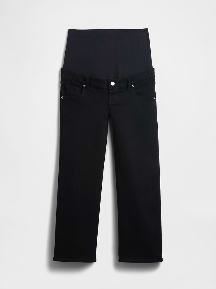 Image number 2 showing, Maternity Full-Panel Stride Wide-Leg Ankle Jeans