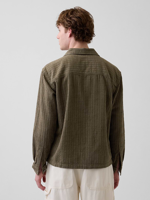 Dobby Stripe Relaxed Straight-Hem Shirt
