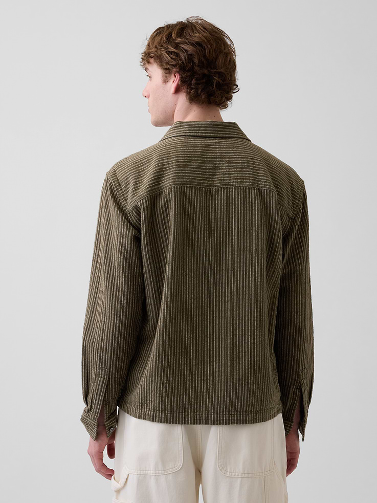 Image number 3 showing, Dobby Stripe Relaxed Straight-Hem Shirt