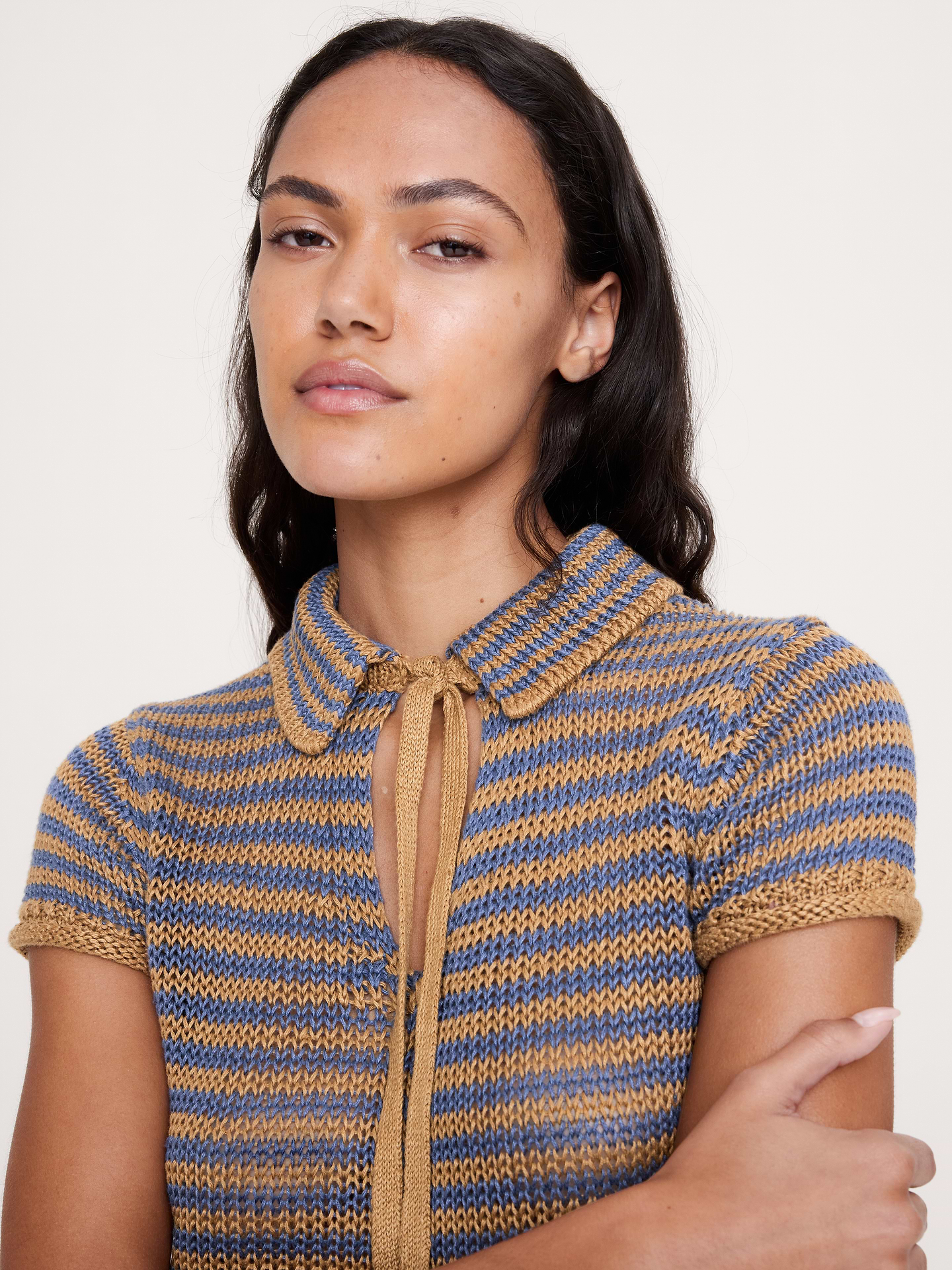 Image number 5 showing, Heirloom Linen Tie-Neck Polo