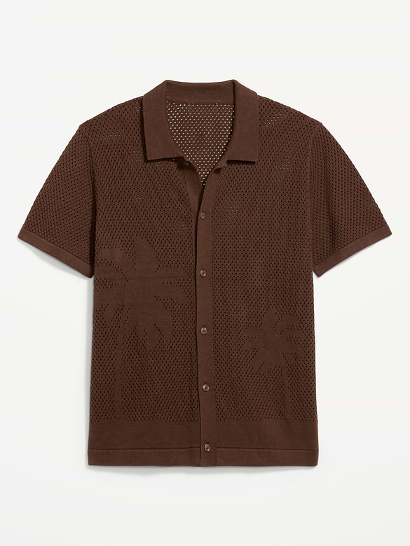 Chemise en tricot ajouré à manches courtes