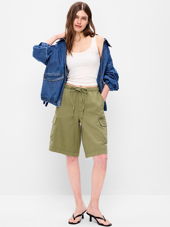 Mid-Rise Bermuda Cargo Shorts