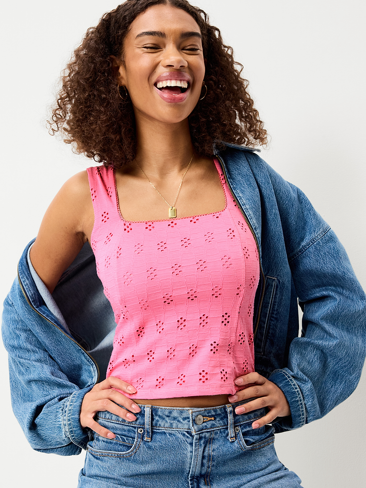 L'image numéro 3 présente Camisole à broderie anglaise à corsage cousu