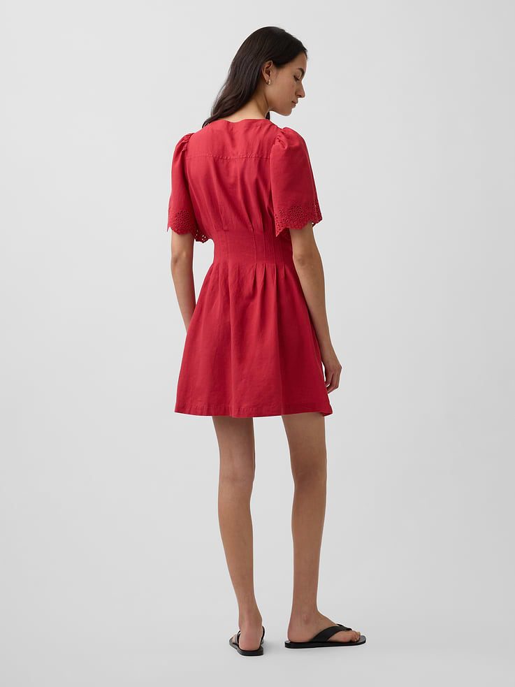 Image number 2 showing, Linen-Blend Cinched Mini Shirtdress