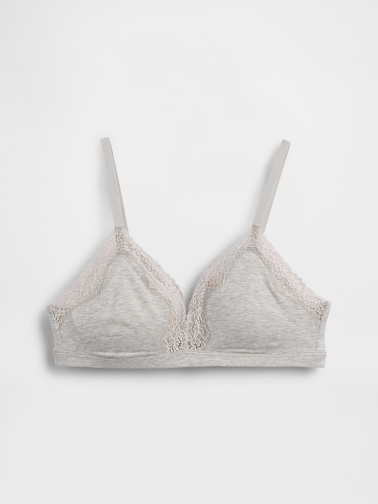 Image number 5 showing, Organic Stretch Cotton Lace-Trim Triangle Bra