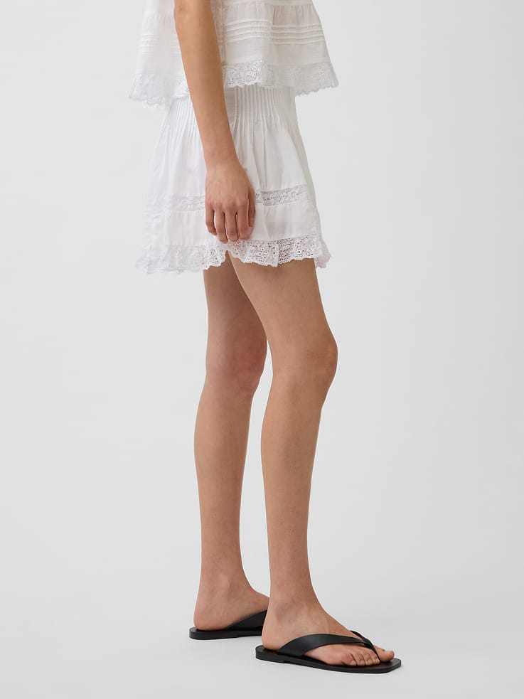 Image number 3 showing, Pintuck Lace-Trim Easy Mini Skort