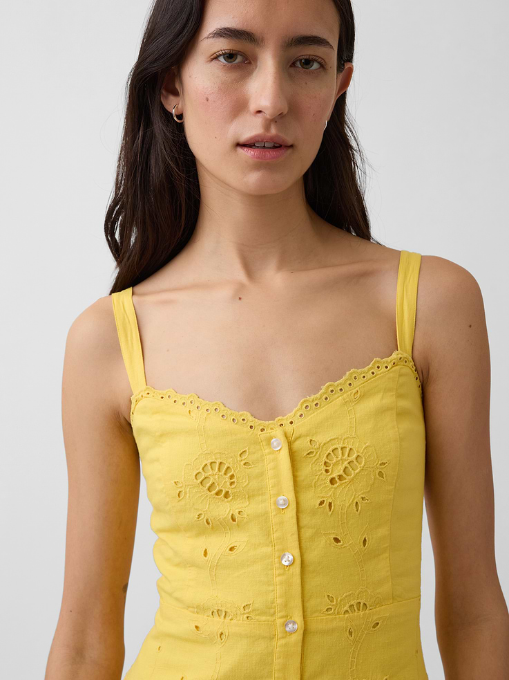 Image number 4 showing, Linen-Blend Embroidered Cami Maxi Dress