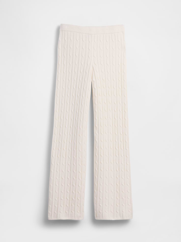 Image number 6 showing, CashSoft Relaxed Cable-Knit Sweater Pants