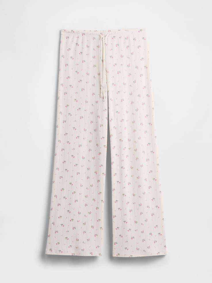 Image number 4 showing, Pointelle Wide-Leg PJ Pants
