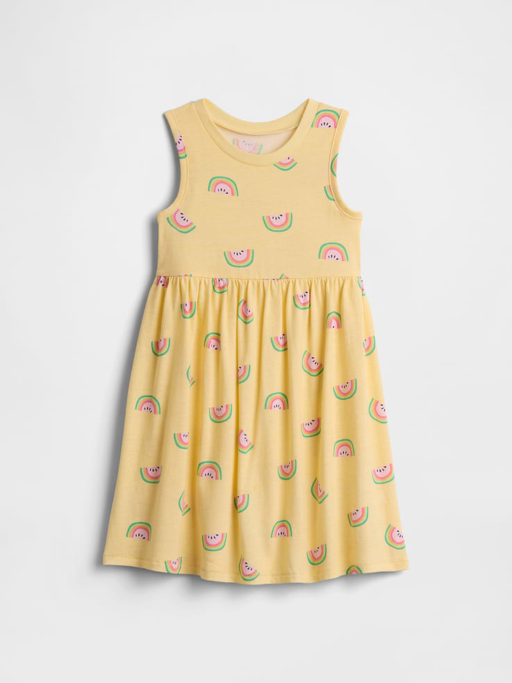 Image 1 of 3, Soft jersey knit., Tank straps., Crewneck., Shirring at waist., Allover print., This product was made in a factory that invests in gender equity and women’s empowerment through RISE. Learn more at, Product #1174700